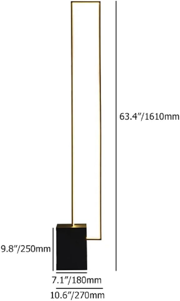 LOVEDIMA Metal LED Floor Lamp,Rectangular Standing lamp with Black Base