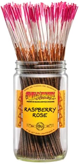Wild Berry Incense Sticks - Raspberry Rose - Hand Dipped in The USA (100 Count) (Raspberry Rose)