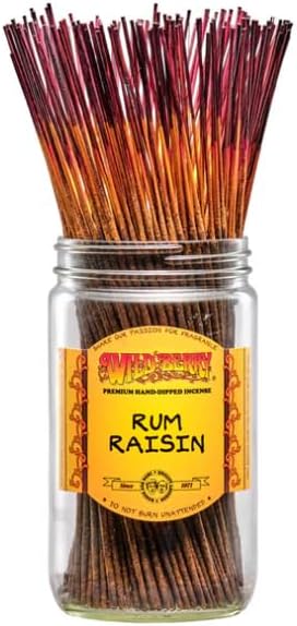 Wild Berry Incense Sticks - Rum Raisin - Hand Dipped in The USA (100 Count) (Rum Raisin)