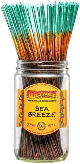 Wild Berry Incense Sticks - Sea Breeze - A Crisp Clean Scent - Hand Dipped in The USA (100 Count) (Sea Breeze)