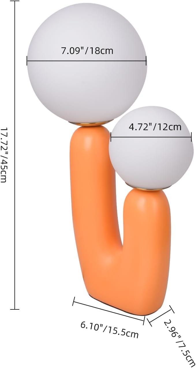 Arturesthome Bedside Nightstand Table Lamp for Living Room Bedroom, Desk Lamp with Light Bulbs, Orange