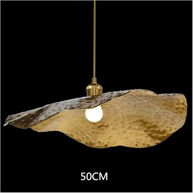 Creative New Chinese Lotus Leaf Pendant with Zen Intention Iron Art Hot Pot Shop Tea Table Retro Tearoom Decoration LightFixture,for Foyer Living Room