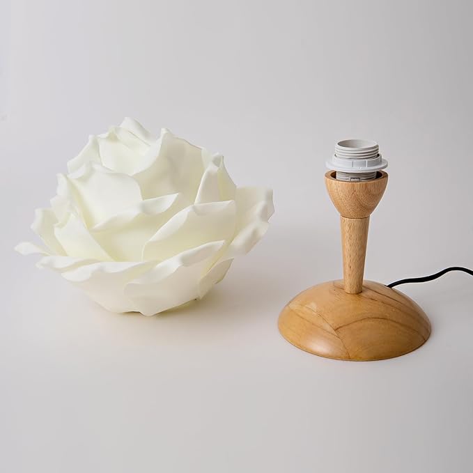 White Flower Table Lamp Creative Lotus Desk Lamp for Bedroom Modern Fabric Nightstand Light Bedside Lamp for Wedding Decor Living Room Study Rooms Restaurants Hotel