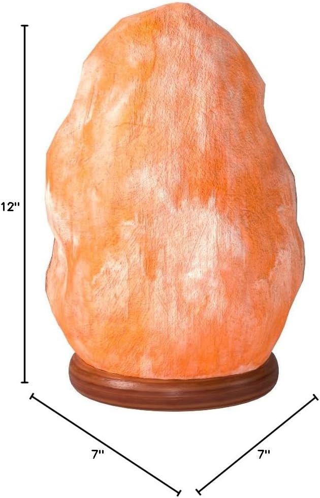 Himalayan Salt Lamp 10-12 Inches (11-15lb) | Includes Dimmer Switch | Natural Salt Rock Lamp with Handcrafted Wooden Base & Night Light (Bulb Replacement)