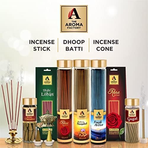 The Aroma Factory Organic Incense Dhoop Cones 3x30 Cones Jute Gift Set with Holder (Royal Luxury)