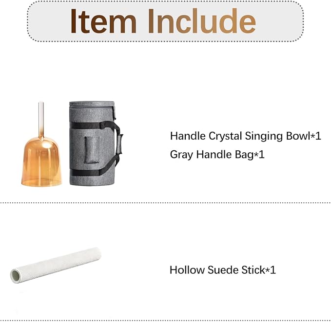 432HZ 6 Inch F Note Golden Tea Color Quartz Handle Singing Bowl with Carry Case Bag for Sound Healing and Meditation