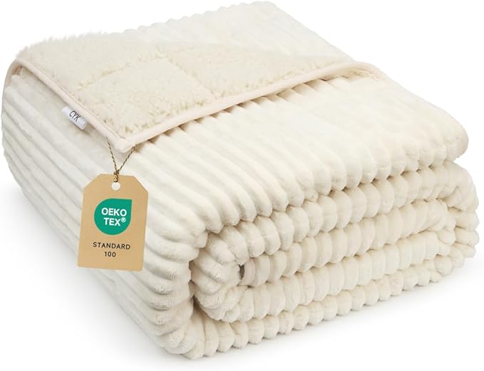 CYK Weighted Blanket 10 lbs for Teens & Children Twin Size 48"x72" - Dual-Sided Fleece & Sherpa Blanket - Heavy Plush Flannel Winter Warm Blanket for Bed and Couch