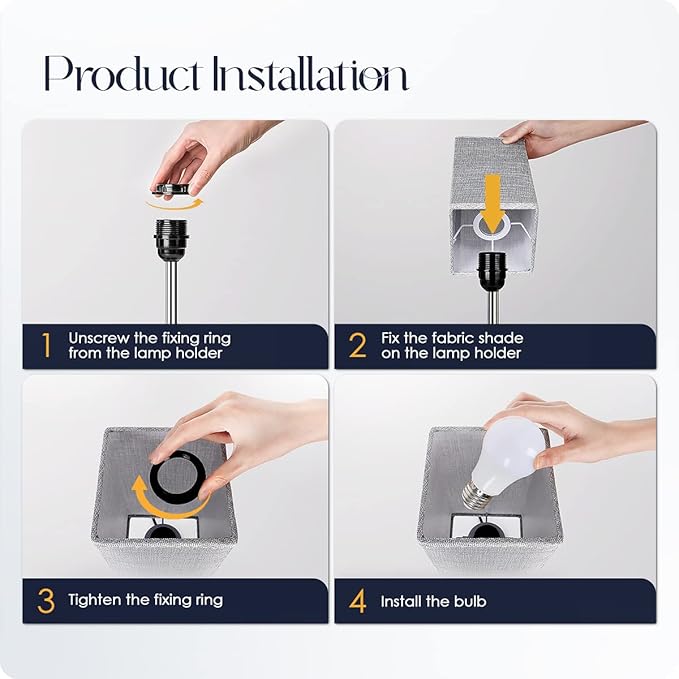 Bedside Lamp with USB Ports - Touch Control Table Lamp for Bedroom with USB C+A Charging Ports & AC Outlets, 3 Way Dimmable Nightstand Light for Living Room (LED Bulb Included, Chrome - Grey)