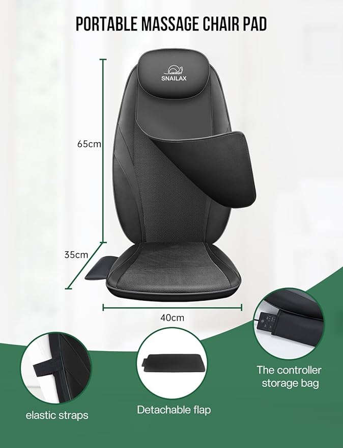 Snailax Back Massager with Soothing Heat, Gifts for Men, Women, Electric Deep Tissue Kneading Full Body Massage Chair for Back Pain, Home, Office Use, App Control