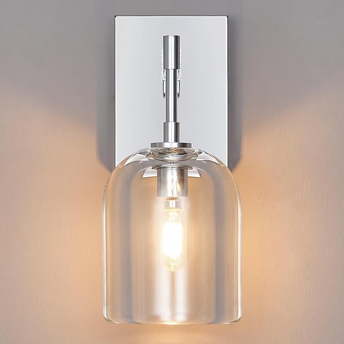 Modern Crystal Wall Sconces Indoor Chrome Wall Lamp Vanity Wall Lighting for Bathroom Bedroom Living Room Stair(1Pack)
