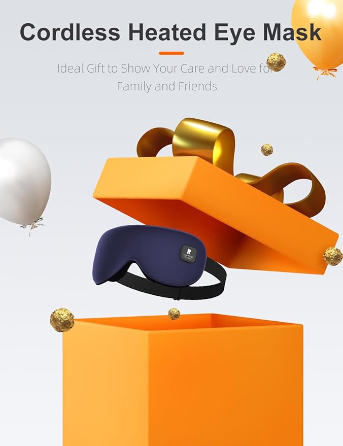 Silk Cordless Heated Eye Mask, Compress Heating Pad for Dry Eye Stye Eye Strain, Blackout Electric Warm Eye Mask for Airplane Sleeping for Travel, Idea for Women/Men (Silk-Blue)