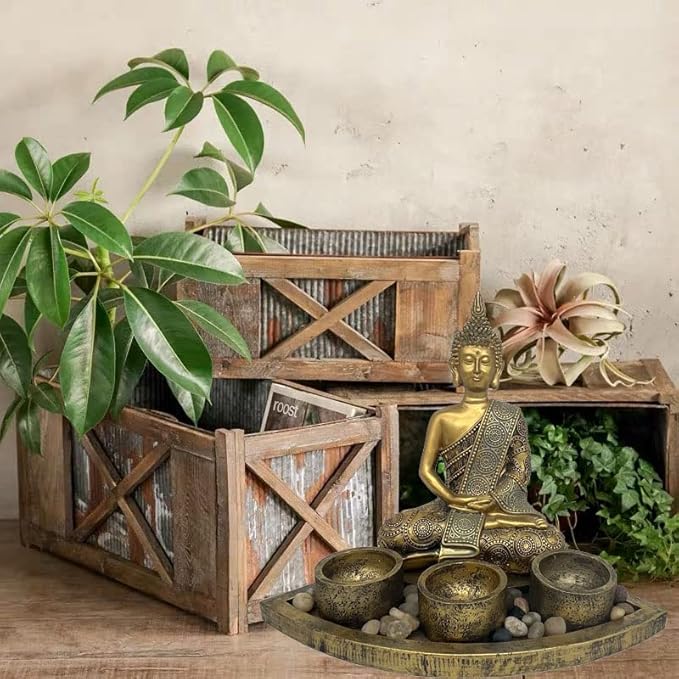 ARTCOS Meditating Buddha with 3 Tealight Candle Holder Base Sitting Zen Buddha Statue for Spiritual Room Décor Buda Sculpture Home Decoration for Peace and Harmony (Antique Gold)