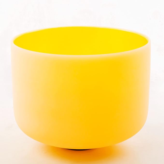 Leize Quartz Crystal Singing Bowl 432hz E Note Solar Plexus Chakra Yellow 10" with Suede Striker