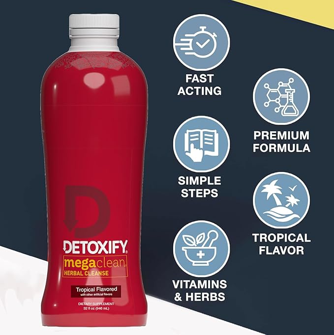 Detoxify – Mega Clean Herbal Detox Cleanse Drink – Full body cleanse detox for women and men - Same day results - Plus sticker