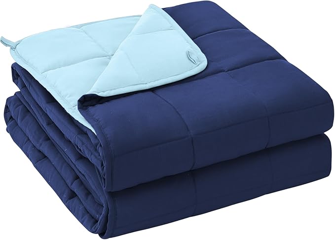 yescool Weighted Blanket for Adults (30 lbs, 88” x 104”, Navy & Blue) Cooling Heavy Blanket for Sleeping Perfect for 290-310 lbs, King Size Breathable Blanket with Premium Glass Bead
