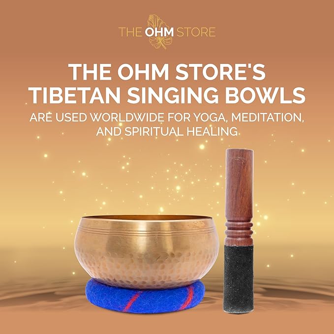 Ohm Store Tibetan Singing Bowl Set — Meditation Sound Bowl Handcrafted (5″)