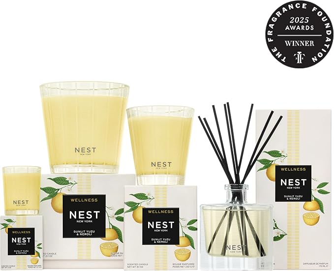 NEST New York Scented Classic Candle, Sunlit Yuzu & Neroli - 8.1 oz - Up to 60-Hour Burn Time - Reusable Glass Vessel