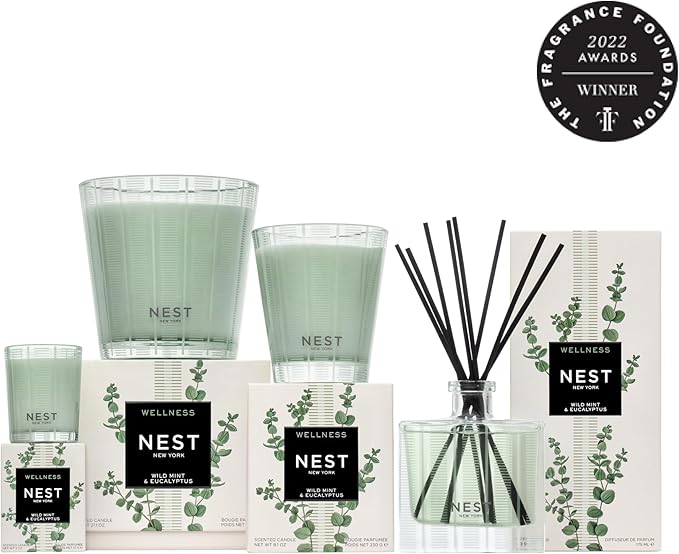 NEST New York Scented Classic Candle, Wild Mint & Eucalyptus - 8.1 oz - Up to 60-Hour Burn Time - Reusable Glass Vessel