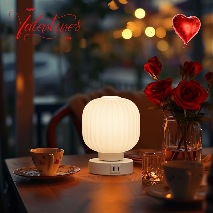 Touch Bedside Table Lamp - Small Table Lamps,3 Way Dimmable with USB C+A Charging Ports - Bedroom Nightstand & Living Room Essential, 6W Bulb Included