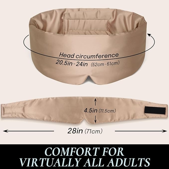 Zenssia Satin Sleep Mask for Women and Men, Lightweight Padded Eye Mask with Adjustable Strap, Comfort Blackout for Travel and Nap - Taupe
