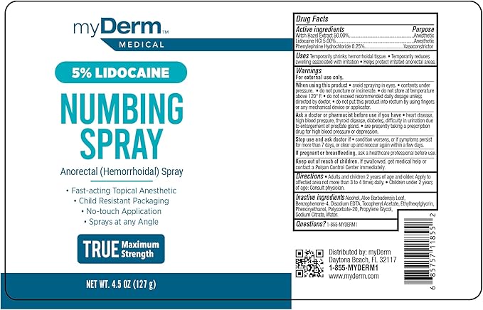 Myderm Three Pack Medical Numbing Spray (3 Pack)