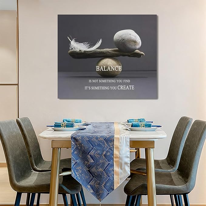 Zen Stone Wall Art Meditation Spiritual Wall Decor Inspirational Balance Feather Pictures Canvas Prints Framed Home Decorations Painting Artwork for Living Room Bedroom Office Bathroom 24"x20"