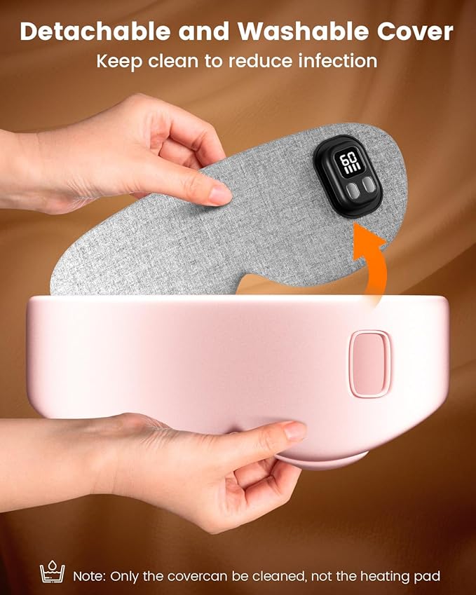Heated Eye Mask - Cordless Eye Mask for Dry Eyes |4 Heating Levels |Timer Shutoff Functions|Washable Dry Eye Relief|1500mAh|Sleep & Travel Essential|Silk Fabric