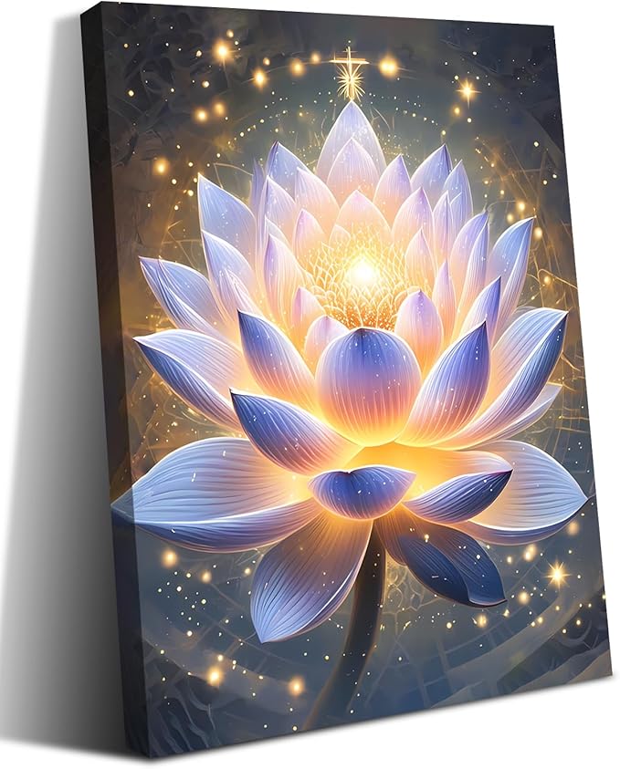 Framed Spiritual Lotus Flower Wall Art Decor,Zen Office Decor Meditation Poster Spa Room Meditation Wall Decor Pictures for Bathroom Office Yoga Home Decorations(12"X16")
