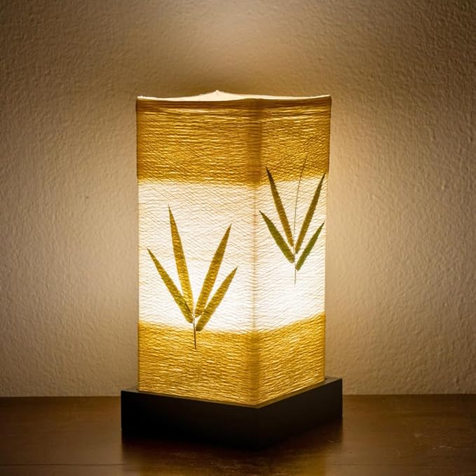 Japanese Lamp Lantern Asian - Table Lamp Japanese Decor Bamboo Lamp for Nightstand, Dresser, Living Room, Kids Room, Dorm, Office - Instructions + Lightbulb Included