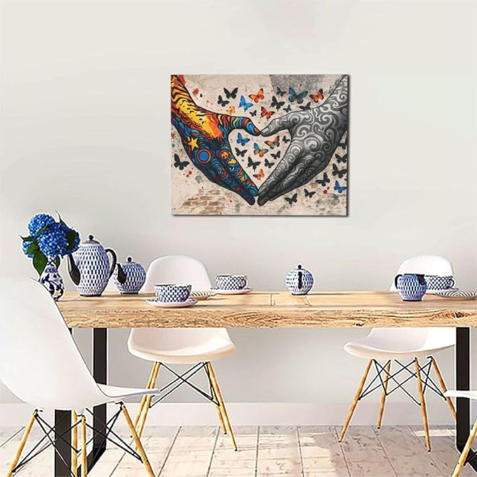 Banksy Hands Wall Art Graffiti Street Pop Art Canvas Prints Painting Wall Decor Abstract Gesture Picture Artwork Decoration Framed Gifts for Girls boys Bedroom Living Room Office Bathroom 16"x20"