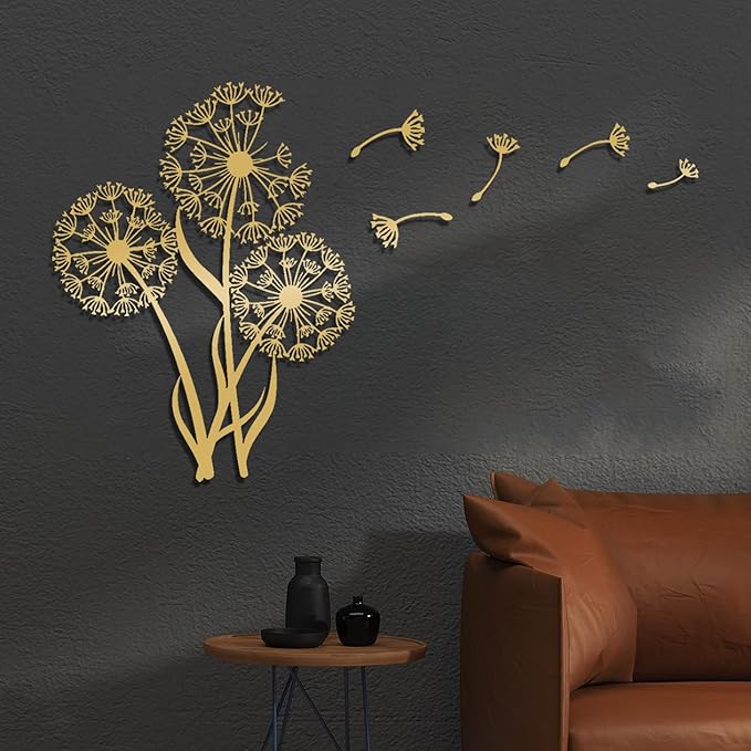 Siler Metal Dandelion Wall Art - Modern Abstract Wall Sculpture, Home Decor for Living Room, Bedroom, Bathroom, Kitchen (30'x23'|76x58cm)