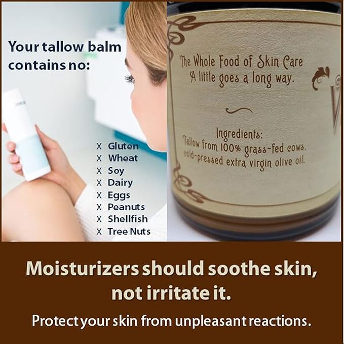 Vintage Tradition Beef Tallow All Purpose Balm - Healing, Hydrating Lavender Oil Skin Care Salve Replaces Body Lotion, Hand Cream, More - Essential Oil, Olive Oil, and Grass-Fed Tallow, 2 fl. oz.