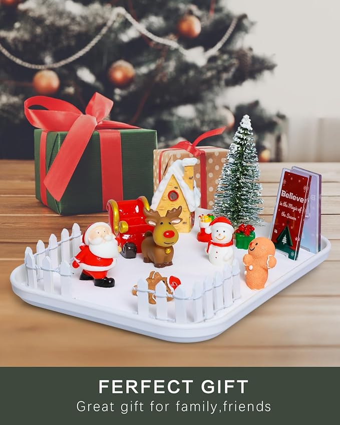 Christmas Zen Garden Kit with Inspirational Sign Christmas Decoration Trays Mini Zen Sand Garden Home Office Desk Decor Stress Relief Gift Includes All Accessories