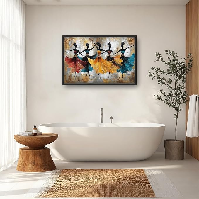 Glocmna Large Wall Art for Living Room African Ethnic Tribal Black Women Wall Decor Modern Abstract Dancing Black Girls Canvas African American Pictures Painting Print Framed Artwork Decorations Home Bedroom Office Gifts 24"x36"