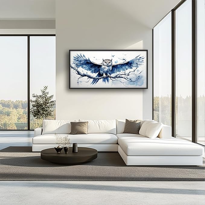 Owl Large Framed Wall Art for Living Room Owl Pictures Wall Decor Canvas Print Big Painting Home Decorations Artwork for Office Bedroom 60x30 inch