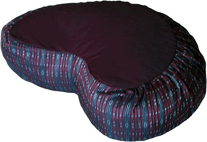 Meditation Cushion Crescent Zafu - Global Weave Burgundy