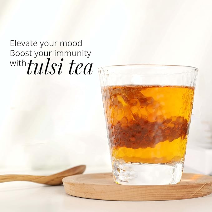 Akshit- Holy Basil Tea, 75 Tulsi Tea bags, Premium Holy Basil Leaves, Aromatic HerbalTea, Sugar Free, Caffeine-Free, Non Gmo.