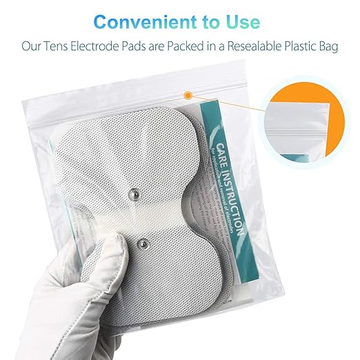 LotFancy TENS Unit Pads 4.3” X 6”, 4Pcs Snap Electrode Pads Large, Butterfly Shape, Reusable, Self-Adhesive
