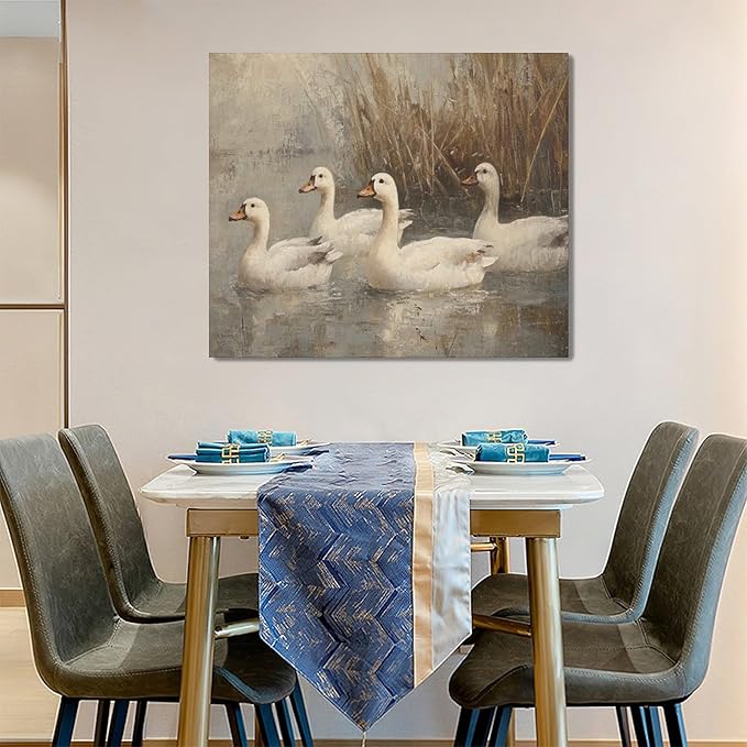 Farmhouse Duck Wall Art Country Kitchen Wall Decor Rustic Wild Duck Pictures Canvas Painting Framed Artwork Home Decorations for Bathroom Living Room Bedroom Office 24"x20"