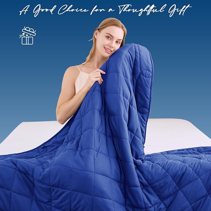 OMYSTYLE Weighted Blanket for Adults (35lbs, 88''x104'') - King Size Heavy Throw Blanket, Breathable and Cooling Microfiber Material with Premium Glass Bead for All Season Use, Machine Washable, Blue