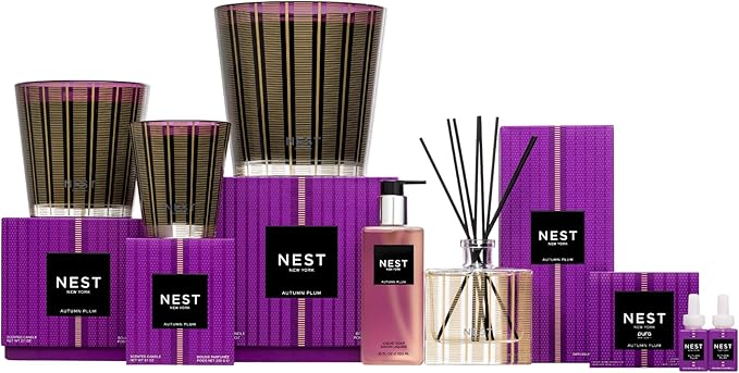 NEST New York Scented Classic Candle, Autumn Plum - 8.1 oz - Up to 60-Hour Burn Time - Reusable Glass Vessel