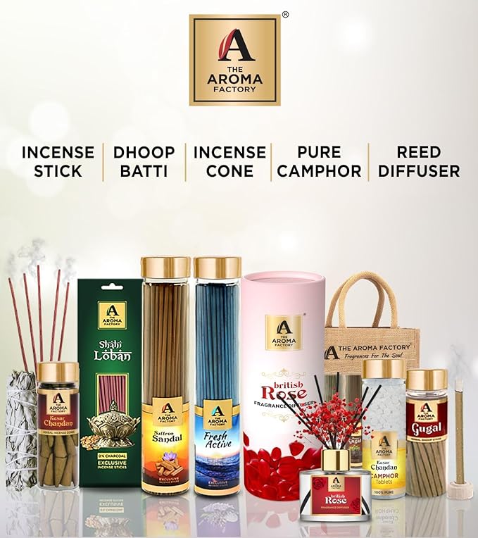 The Aroma Factory Organic Incense Sticks Oudh & White Woods (Herbal Oud Agarbatti for Pooja) 0% Charcoal, 0% Sulphates, 1 x 100g Bottle