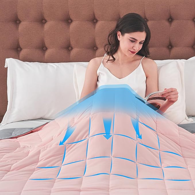 King Size Weighted Blanket for Adults (20 lbs, 80” x 87”, Pink Grey) Cooling Heavy Blanket for Sleeping Perfect for 190-210 lbs, Breathable Blanket for Adults & Couple All Season, Machine Washable
