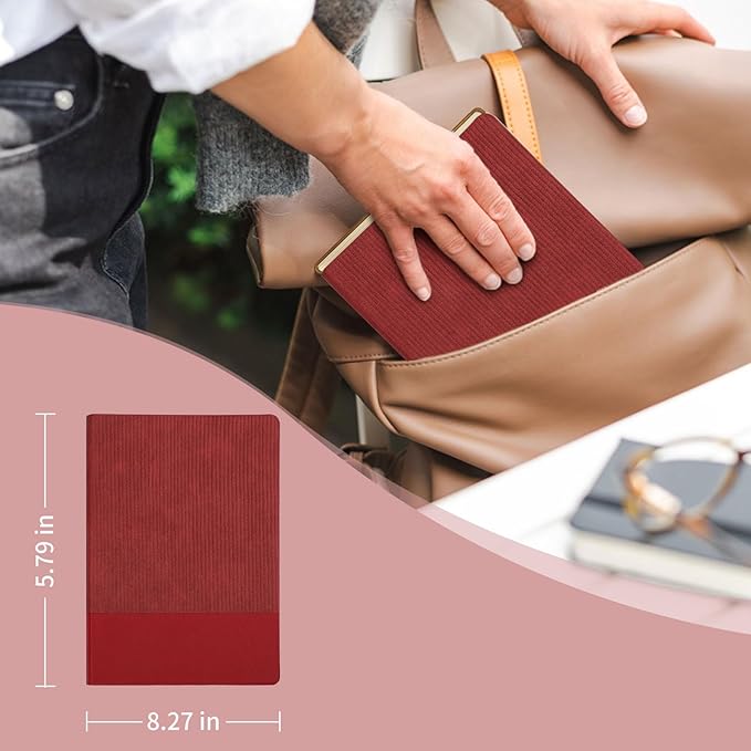 Lined Journal Notebook for Work College Ruled Note Book 5.79"x8.27" A5 PU Leather Daily Journaling 216 Pages for Women Men Writing Home School Supplies Business (A5 Lined 216pages, 08-Red)