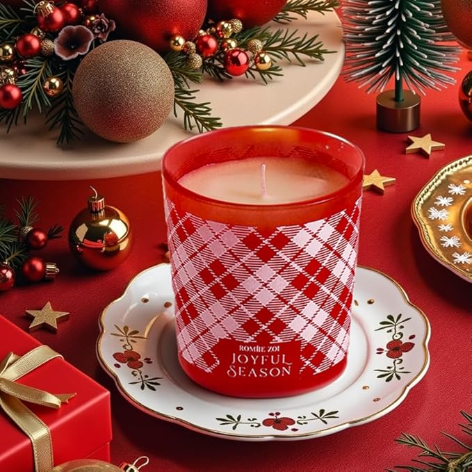 Christmas Scented Jar Candle - 6oz Soy Wax Candle - Joyful Season Infused with Holiday Floral Aroma - with Beautiful Keepsake Box Special for Christmas/Holiday Gifts