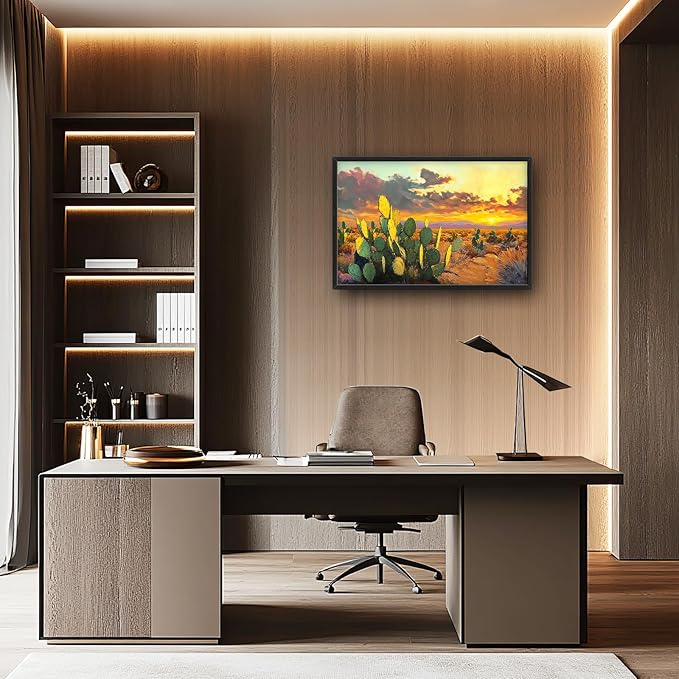 Western Cactus Large Wall Art Southwest Dessert Pictures Wall Decor Aztec Big Canvas Painting Prints Framed Artwork Home Decorations Above Bed for Bedroom Living Room Dining Room Bathroom 36"x24"