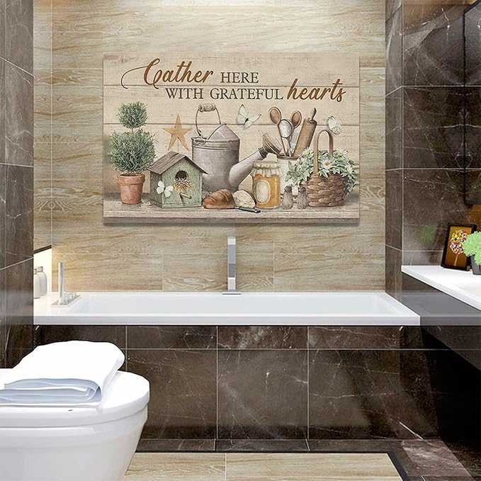 Farmhouse Kitchen Wall Art Country Kitchen Wall Decor Farm Rustic Sign Pictures Canvas Painting Artwork Home Decorations for Living Room Bedroom Bathroom Office 24"x16"