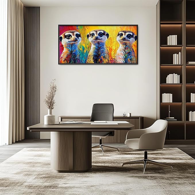 Meerkat Wall Art Graffiti Meerkats Pictures Wall Decor Abstract Animal Large Master Over Above Bed Canvas Prints Horizontal Modern Artwork Painting Home Office Decorations For Kitchen Bedroom 30"x60"