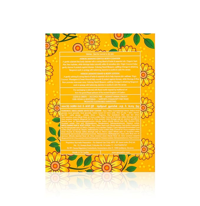 Spa Ceylon Neroli Jasmine Bath & Body Duo | Ayurvedic Body Wash & Body Lotion Set | Natural & Organic Skincare | Hydrating for Normal to Dry Skin