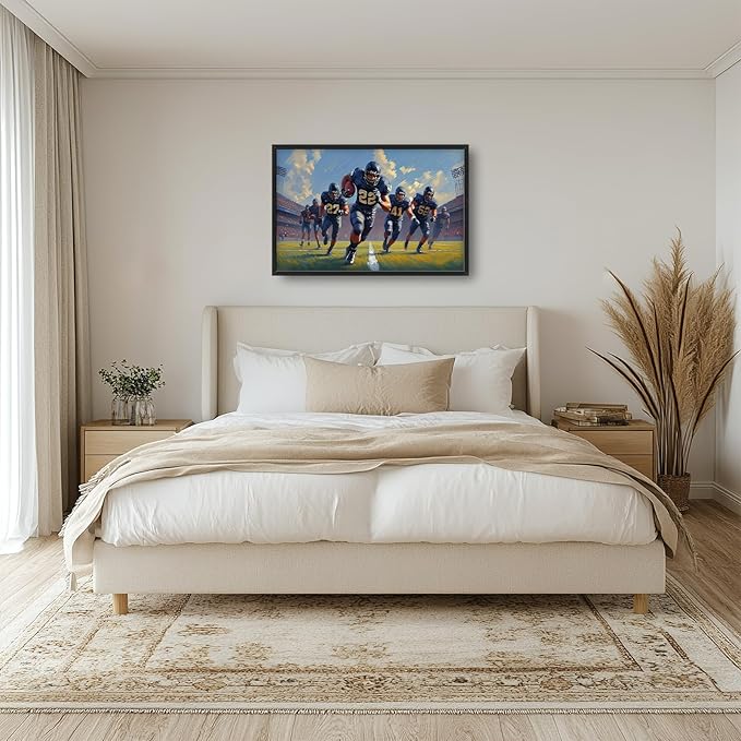 Glocmna Framed Large Wall Art for Living Room American Football Team Wall Decor Sport Theme Canvas Pictures Painting Print Gym Decor for Home Gym Artwork Decorations for Boys Bedroom Home Gifts 24"x36"